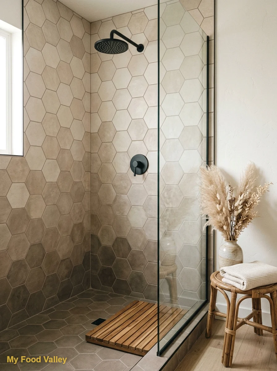 sand-toned hexagon tiles in a soft gradient