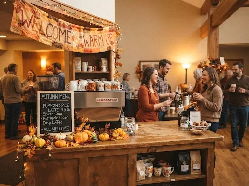 seasonal rotating coffee bar display