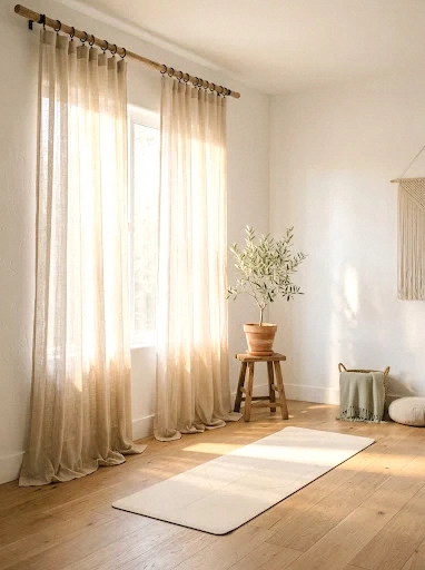 sheer linen curtains that turn sunlight into golden calm