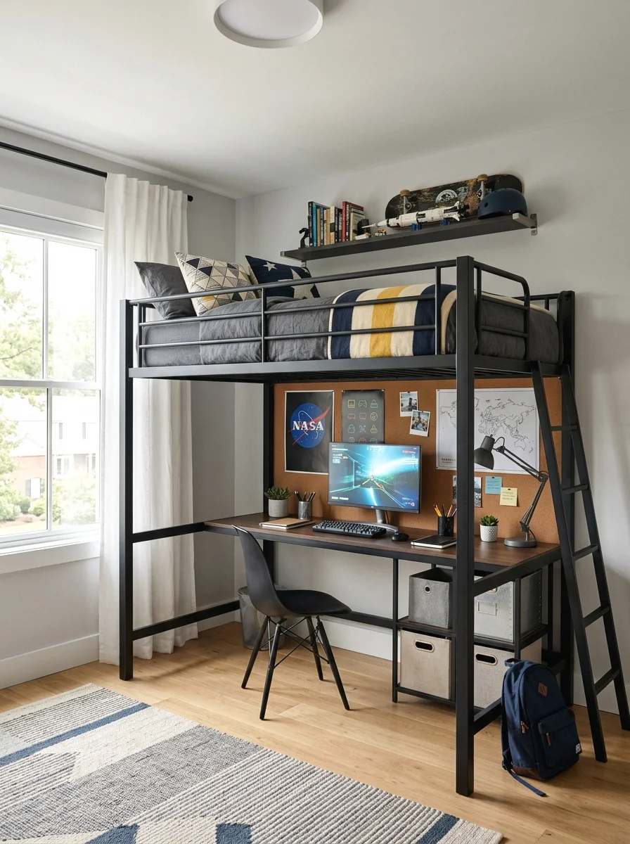 space-saving loft or bunk bed