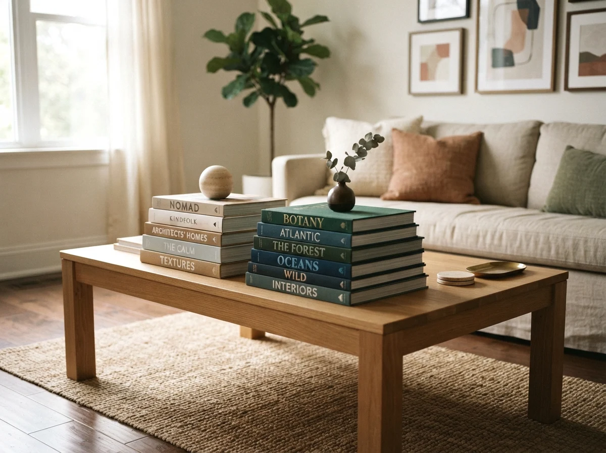stacking coffee table books by color