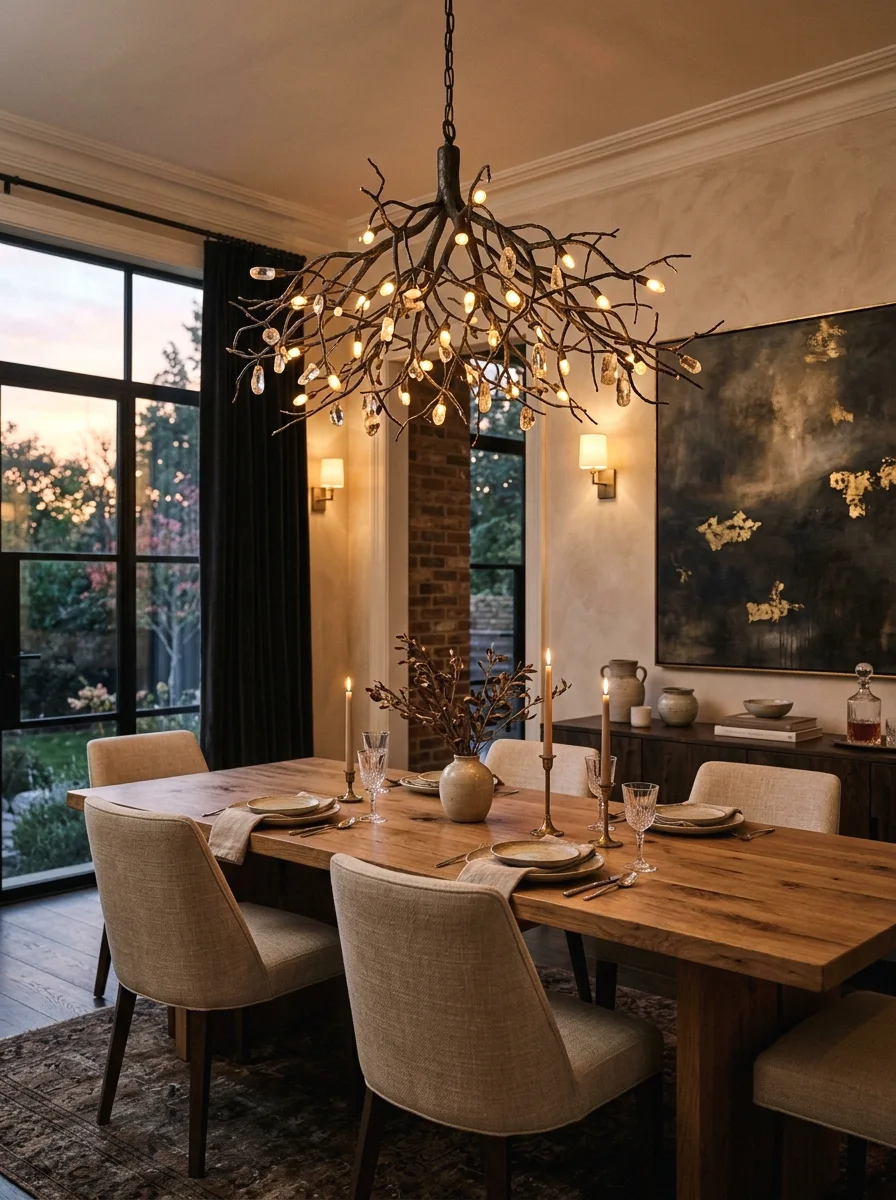 statement chandelier as room centerpiece