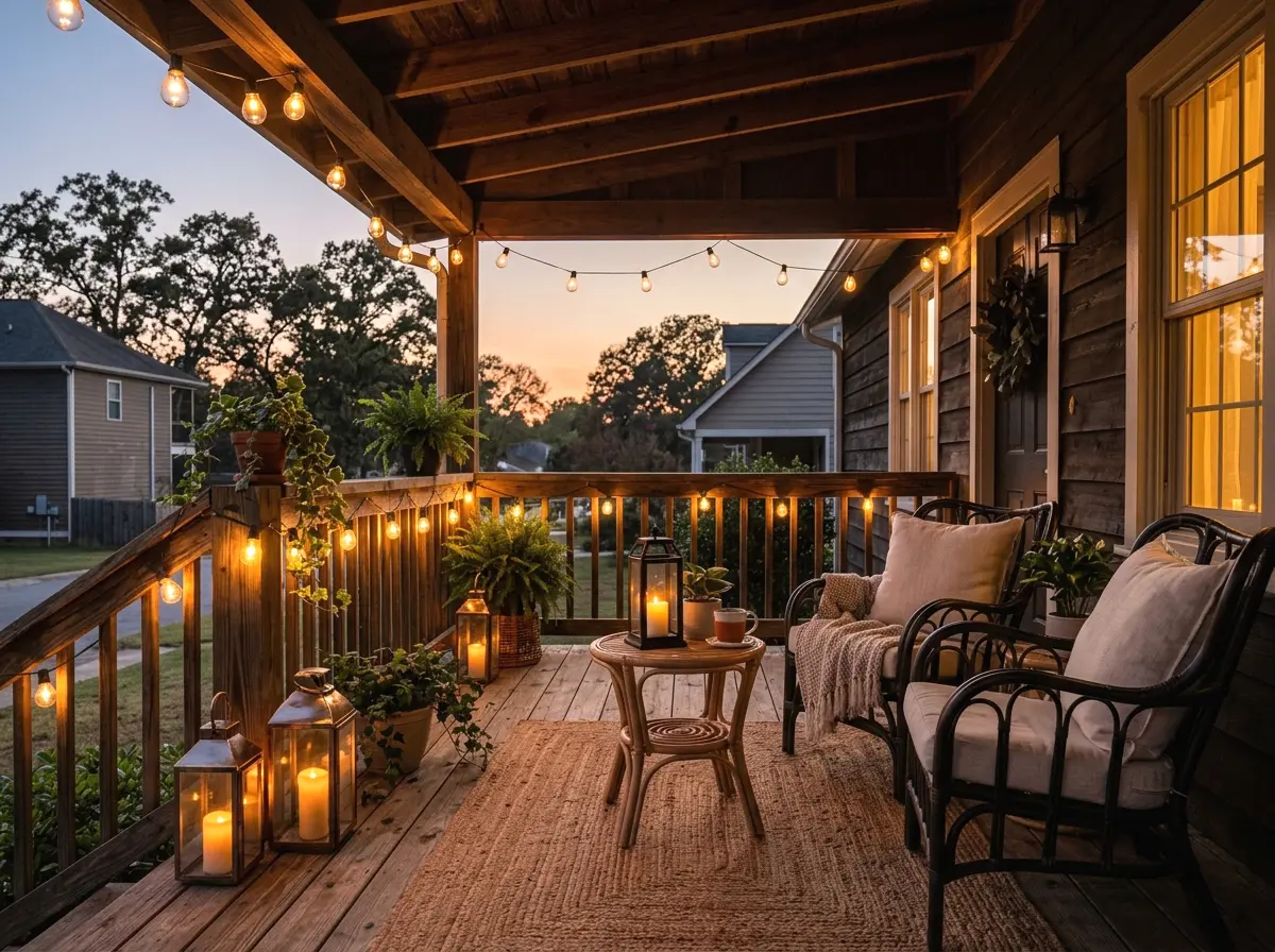string lights and lanterns for ambiance