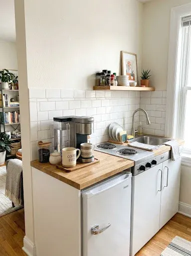 studio apartment kitchenette coffee corner