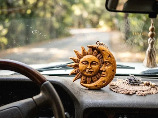 sun and moon dashboard ornament