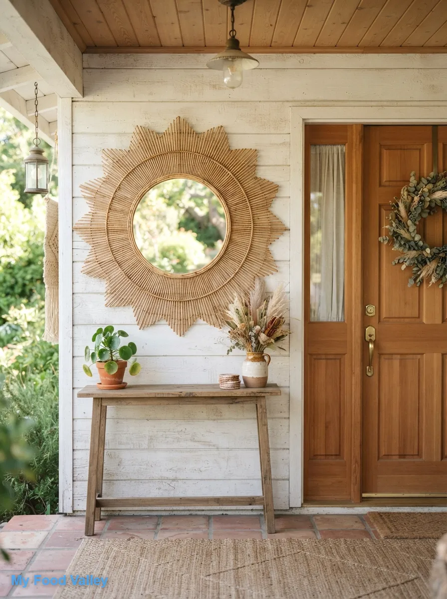 sunburst rattan mirror
