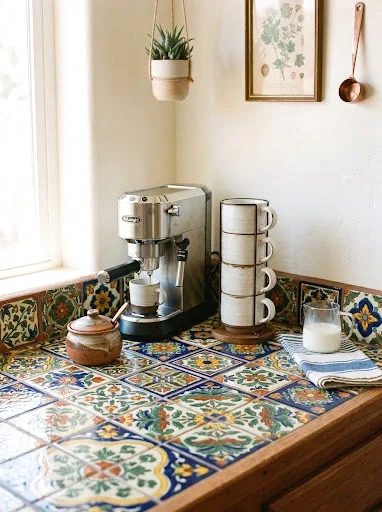 talavera tile countertop bar