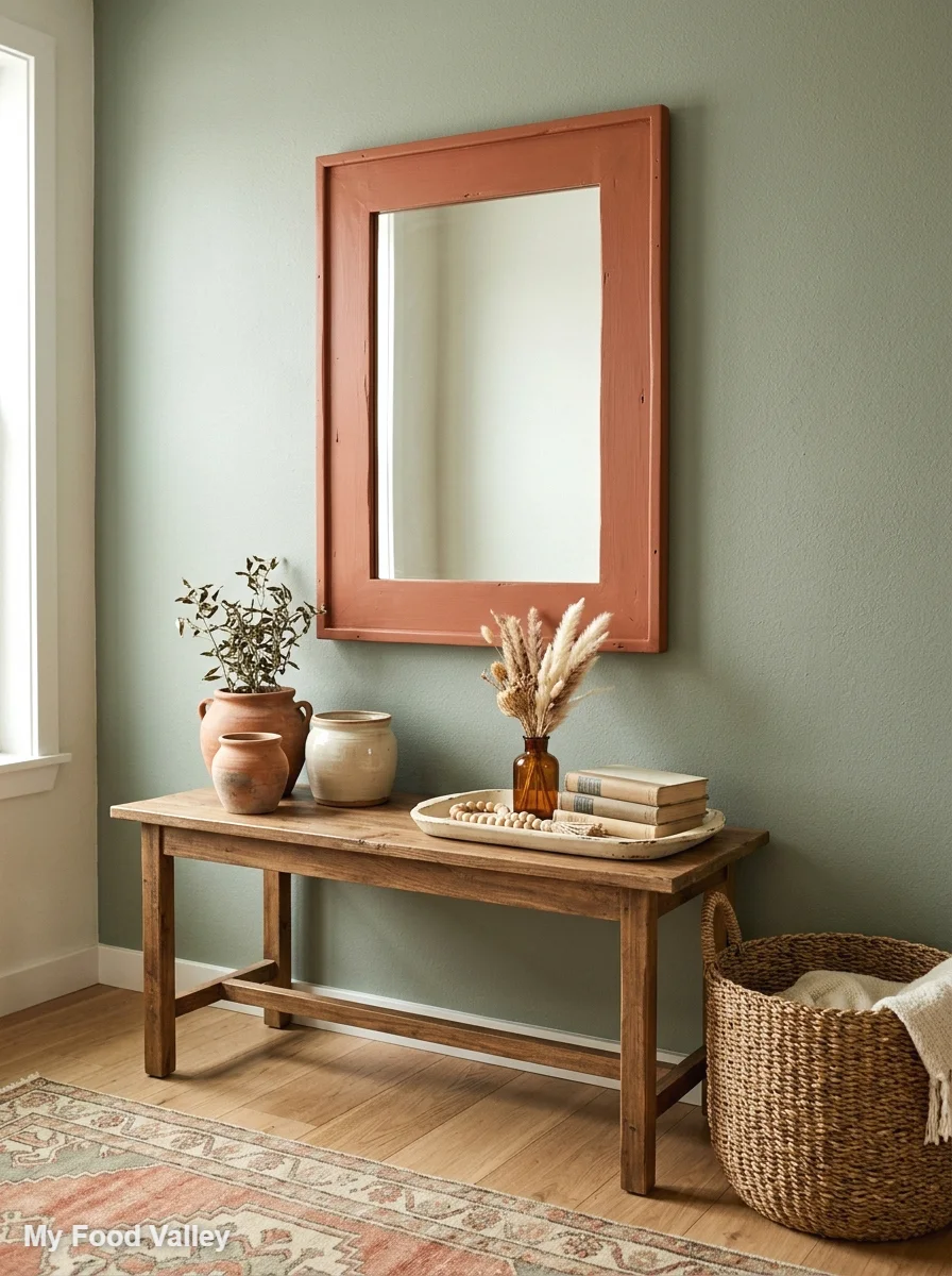 terracotta painted frame mirror