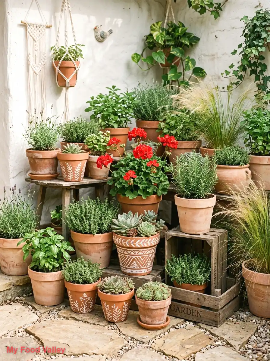 terracotta pot garden cluster