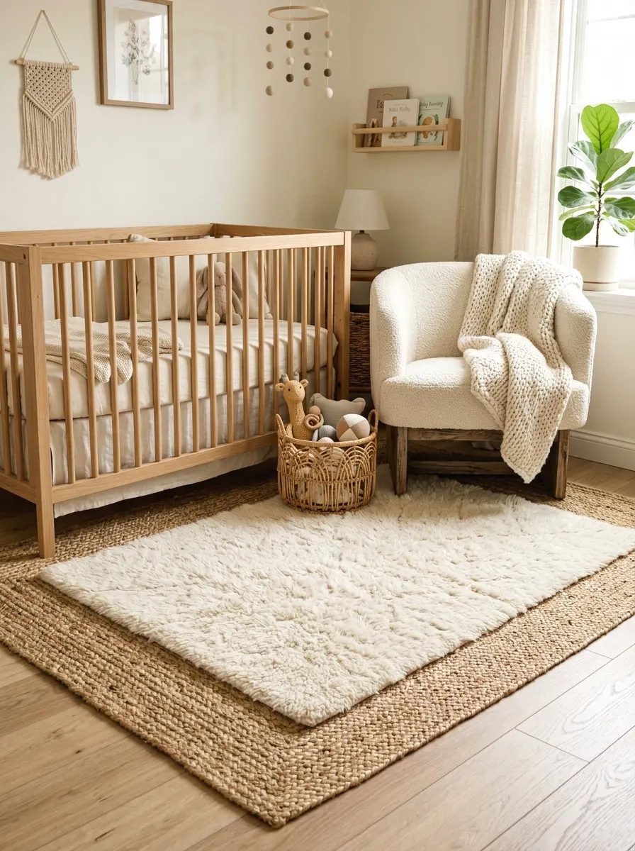 textured jute rug layering