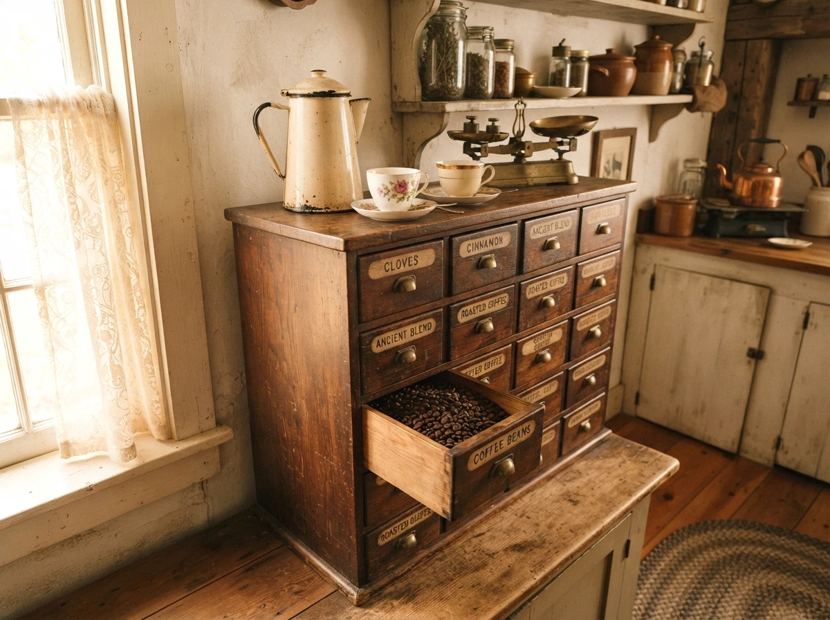 the antique apothecary cabinet