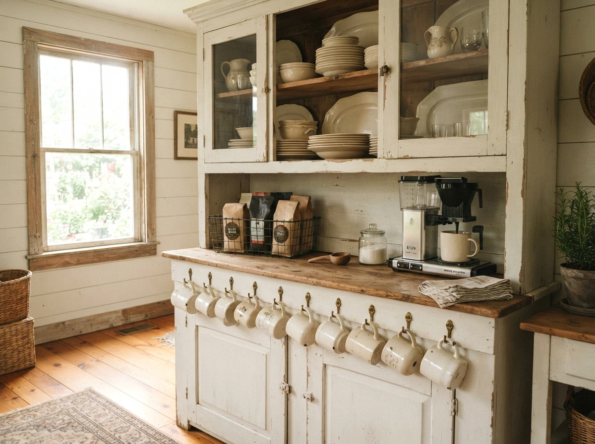 the farmhouse hutch coffee station