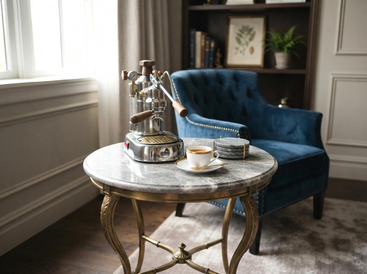 the marble-top side table bar