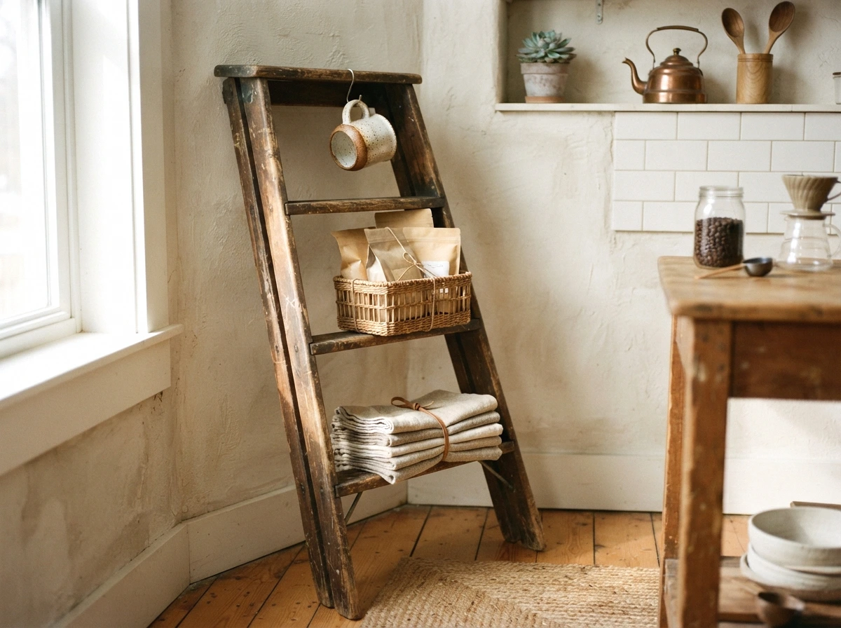 the vintage ladder shelf bar