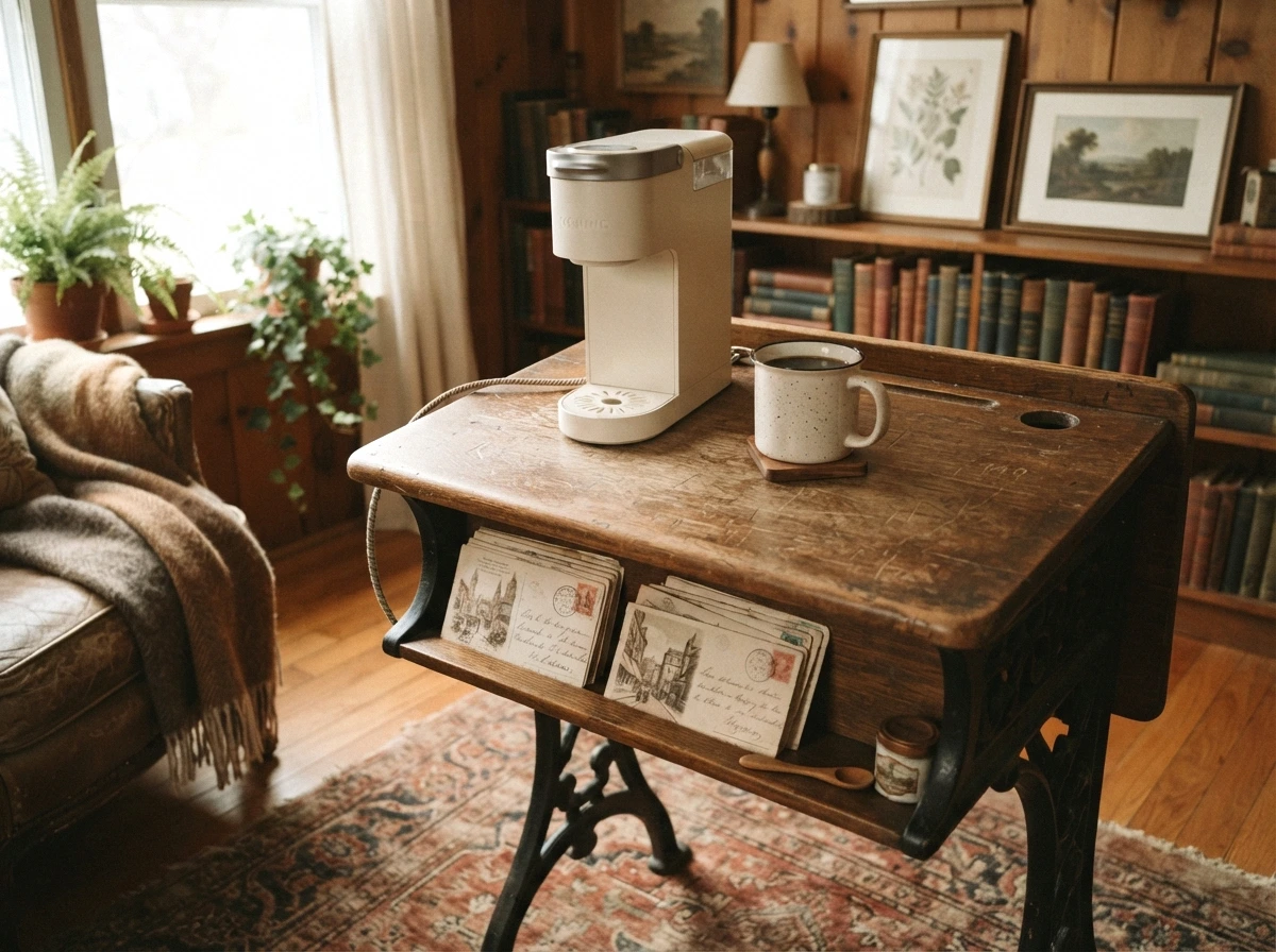 the vintage school desk corner