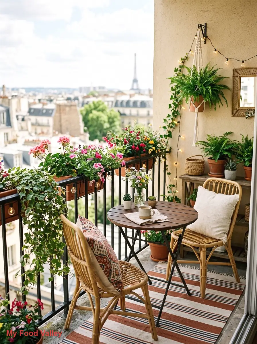 tiny balcony boho bistro nook