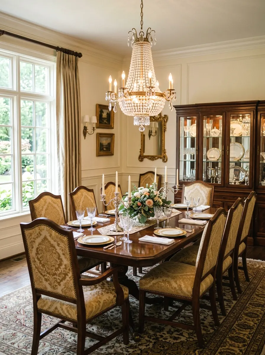 traditional formal dining with china cabinet