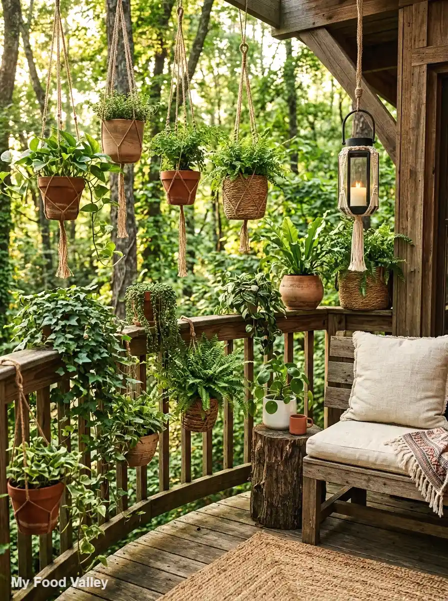 trailing plants and greenery deck