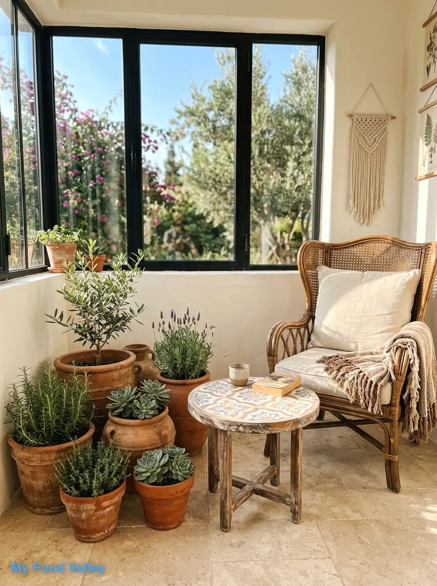 use terracotta pots and tile accents