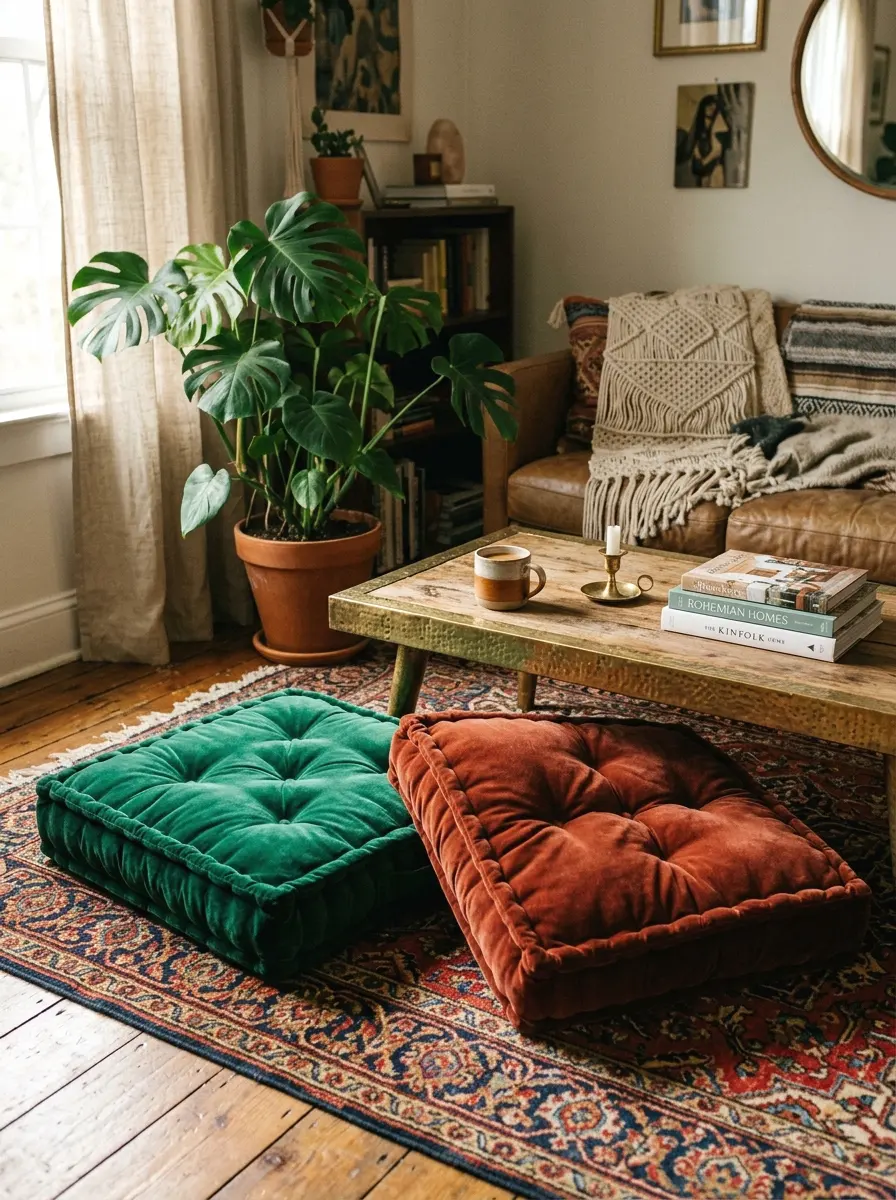 velvet jewel-tone floor pillows