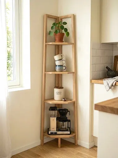 vertical corner ladder coffee rack