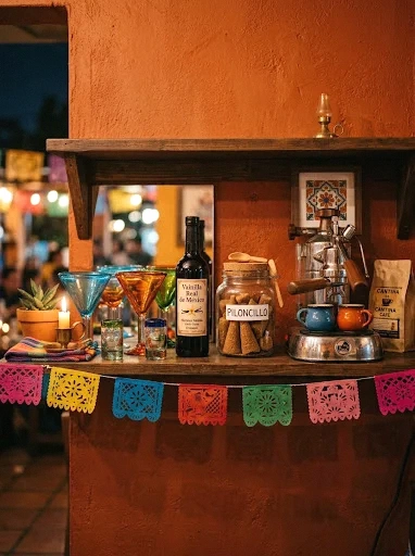 vibrant cantina-style open shelf