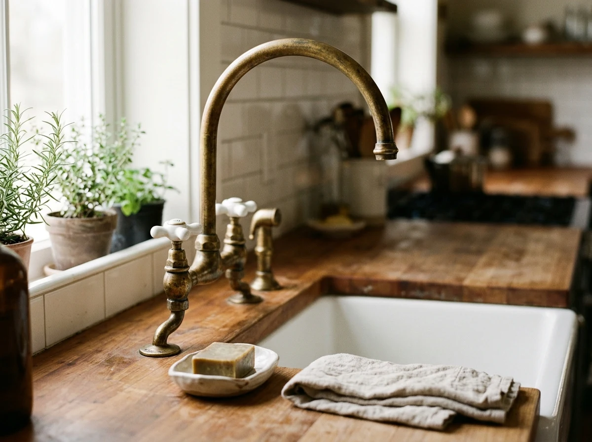 vintage brass gooseneck faucet