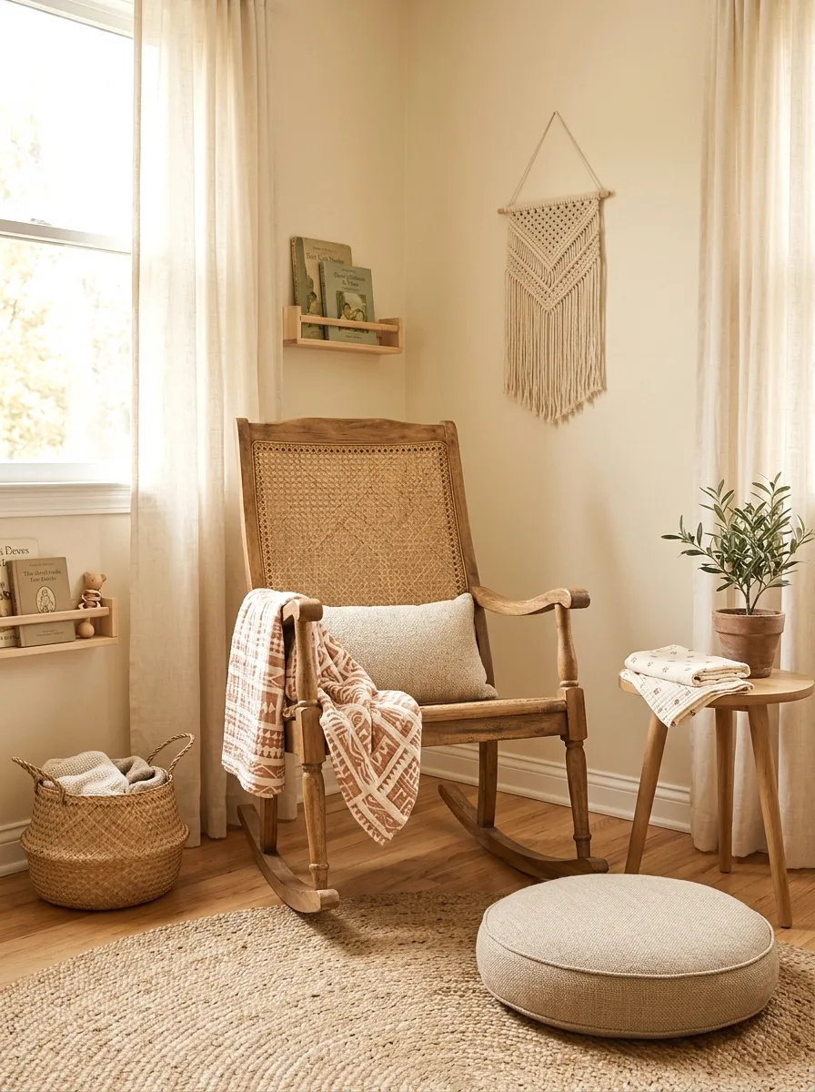 vintage cane rocking chair