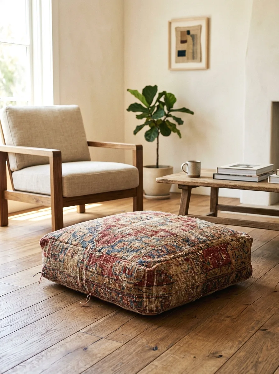 vintage rug remnant floor cushion