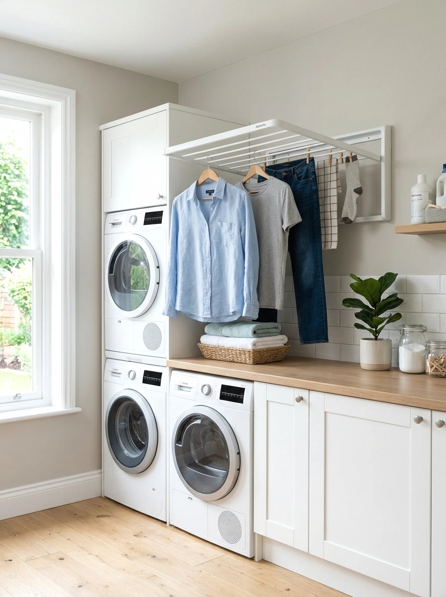 wall-mounted fold-down drying rack