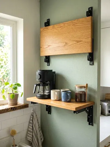wall-mounted fold-down shelf