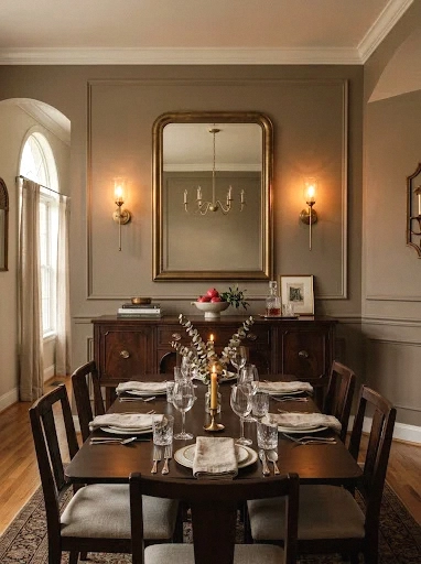 wall sconces flanking a buffet