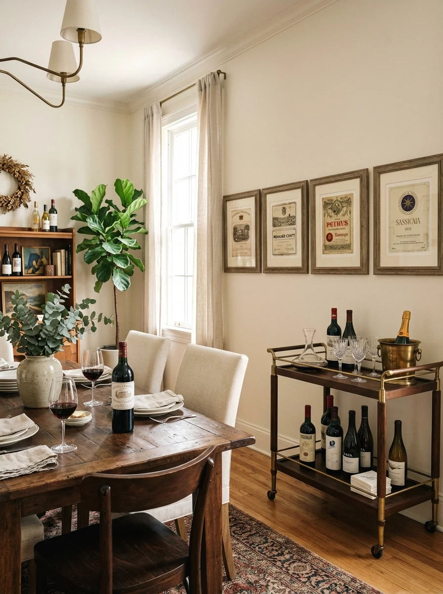 wine and bar-themed wall art