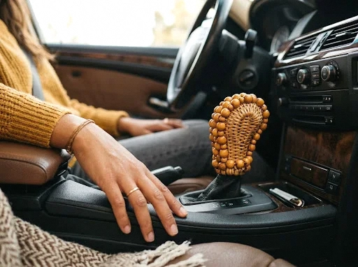 wood bead gear shift knob cover