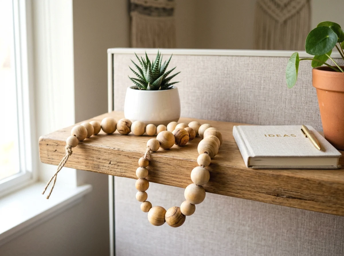 wooden bead garland