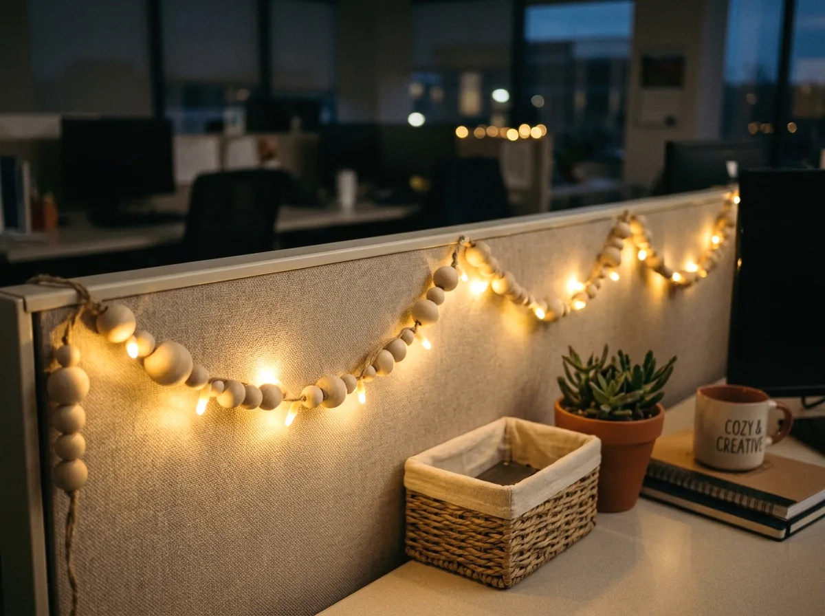 wooden bead string lights