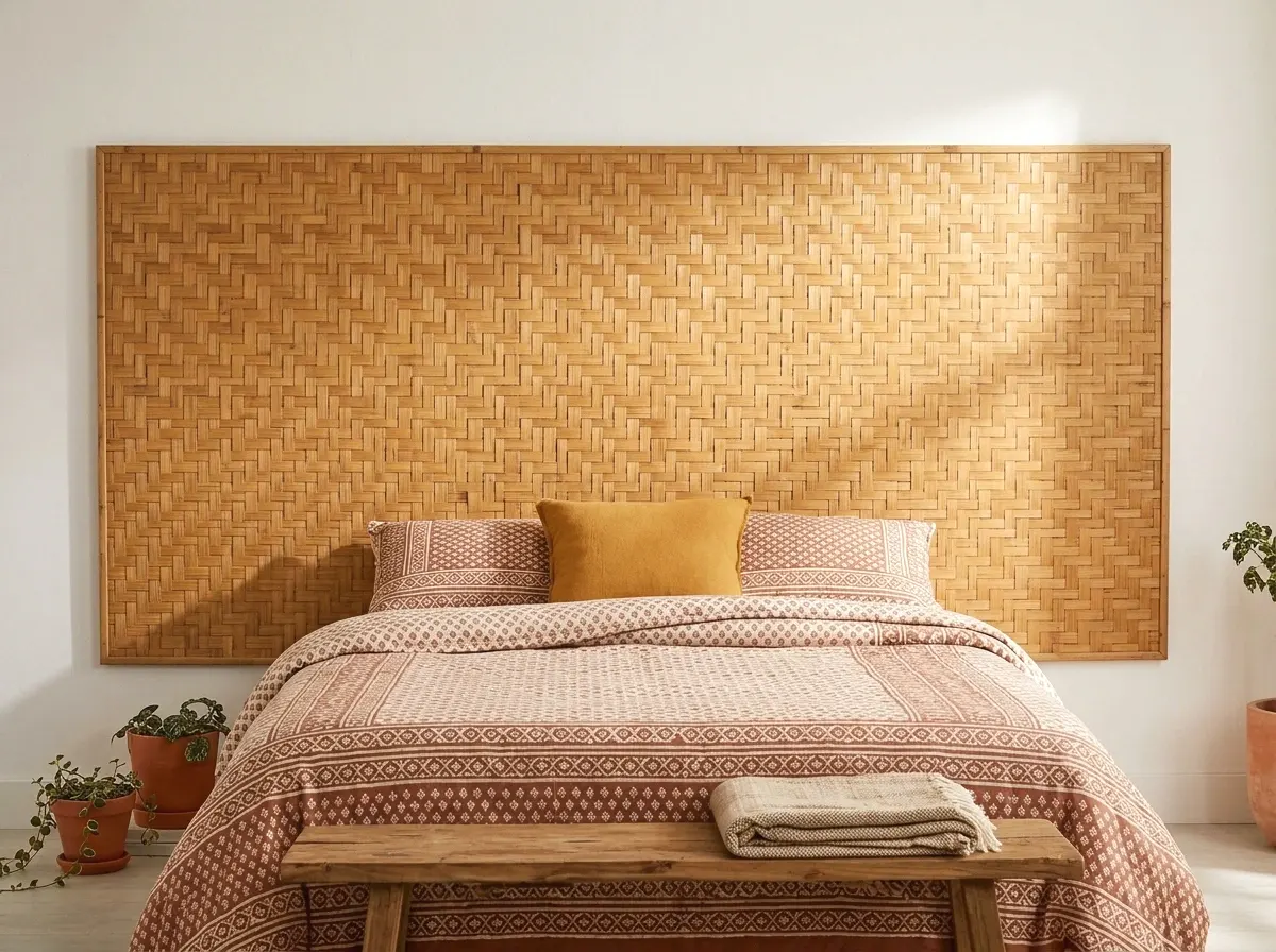 woven bamboo panel headboard