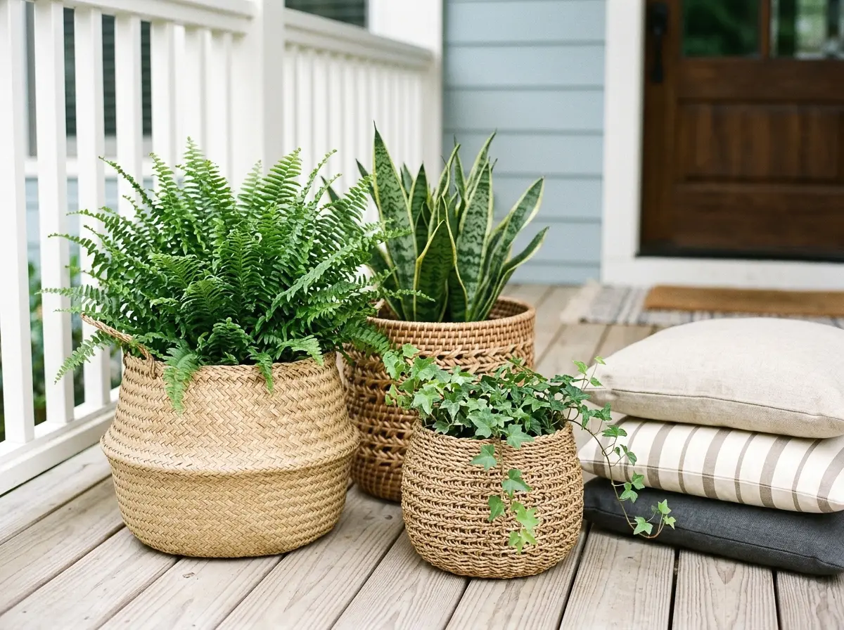 woven basket planters