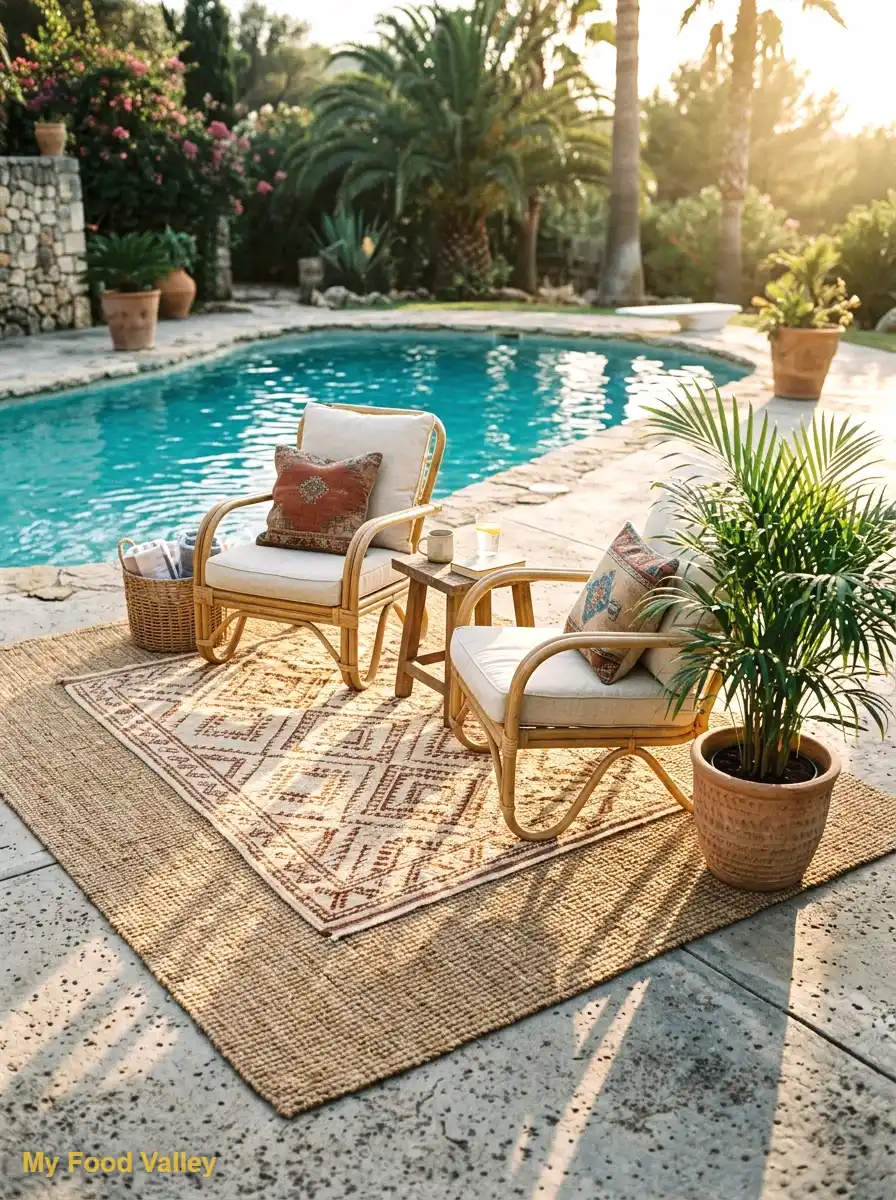 woven outdoor rug layering
