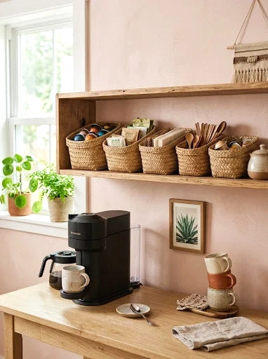 woven palm basket storage bar