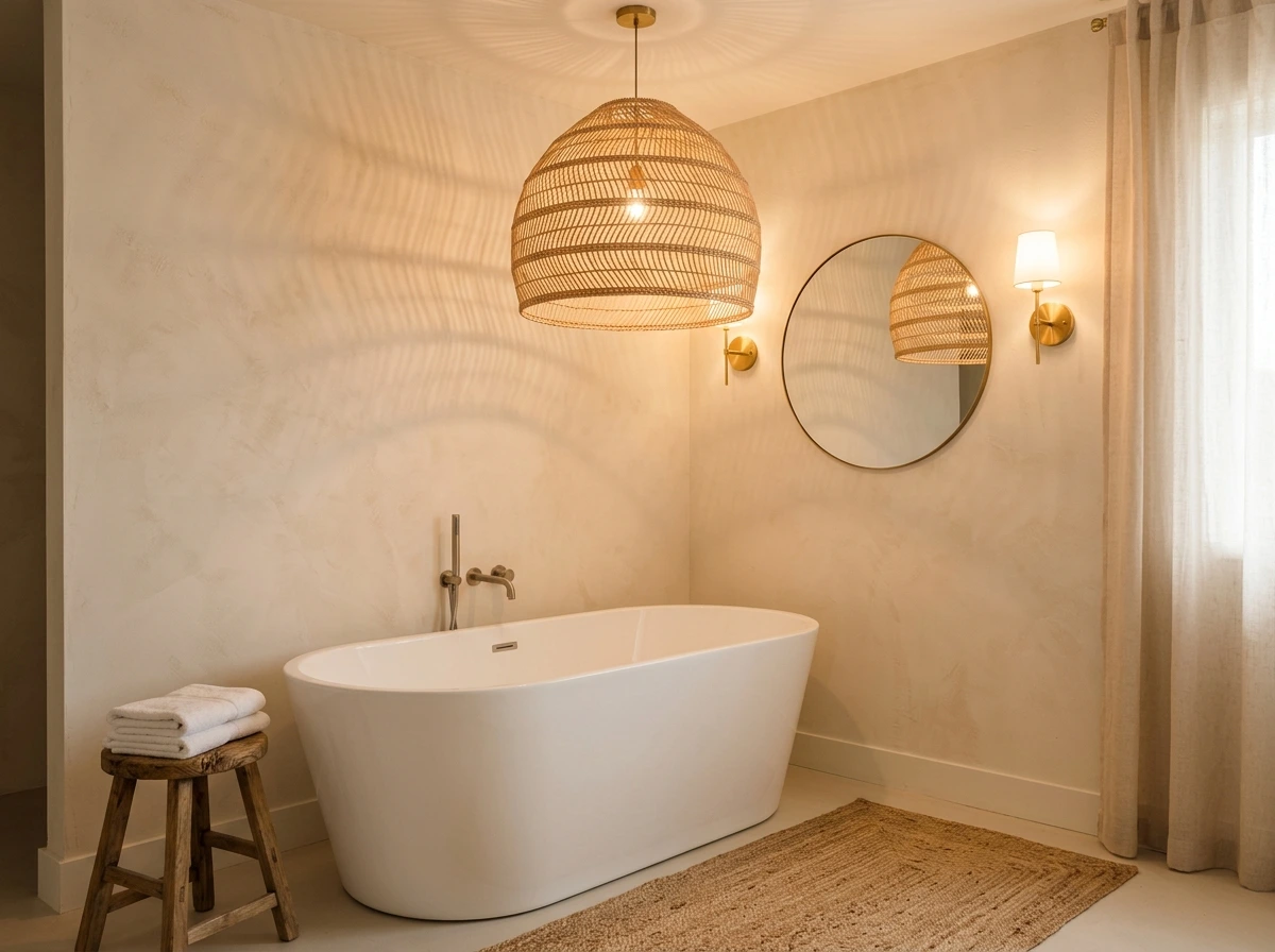 woven pendant and rattan lighting