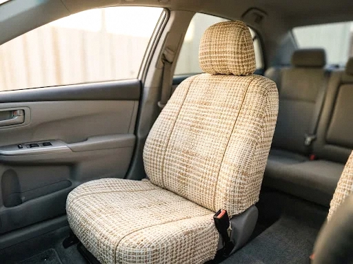 woven rattan-print seat cover