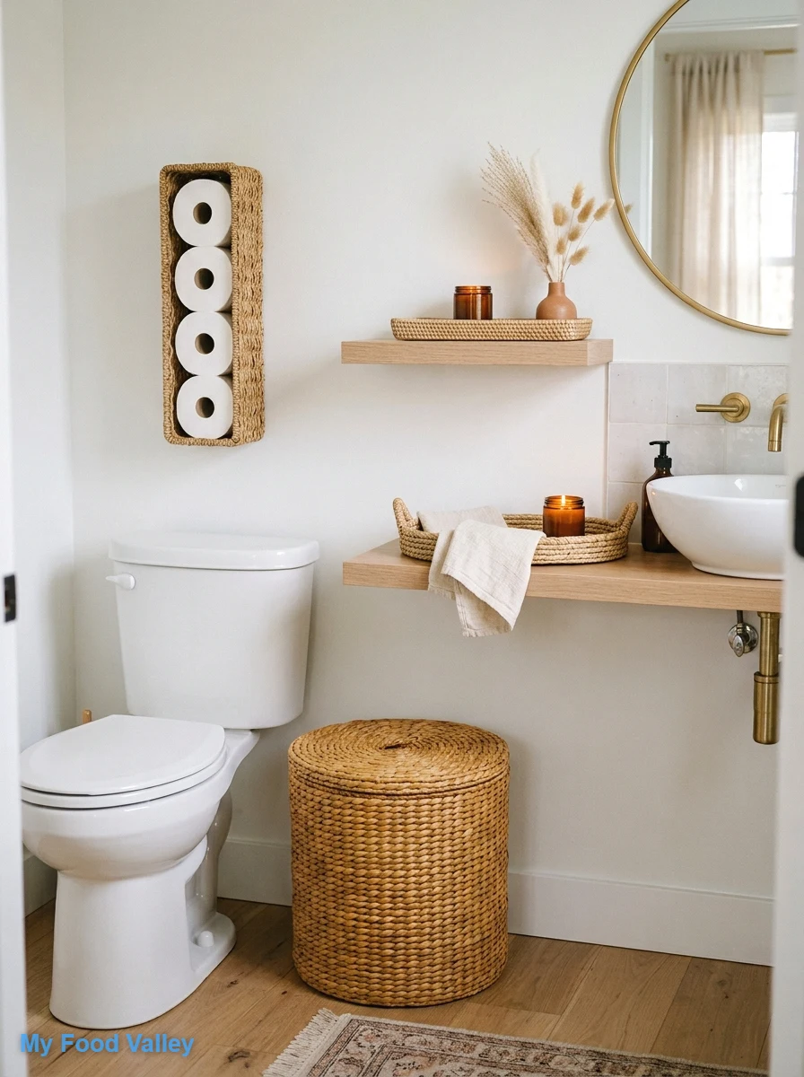 woven seagrass storage that hides the essentials