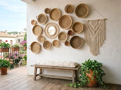 woven wall baskets and outdoor wall art