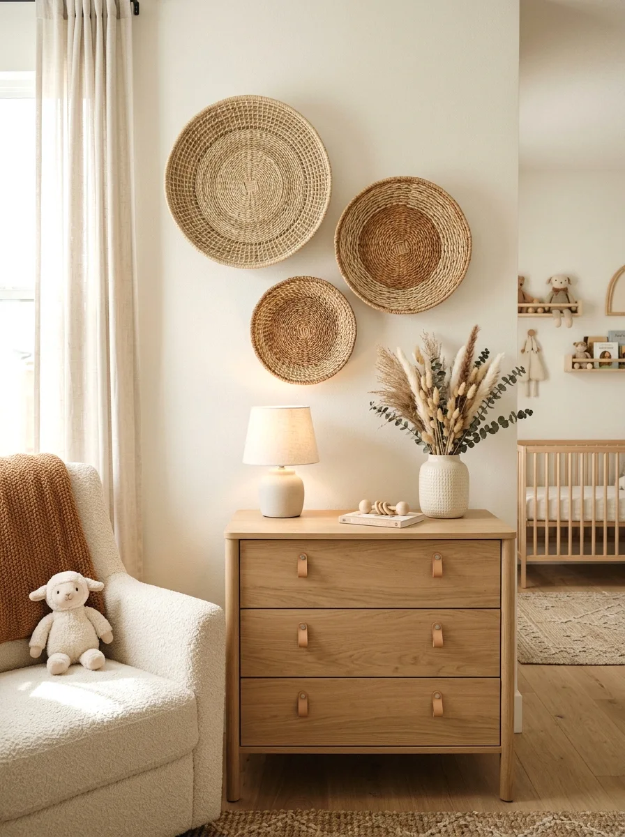 woven wall baskets as wall art